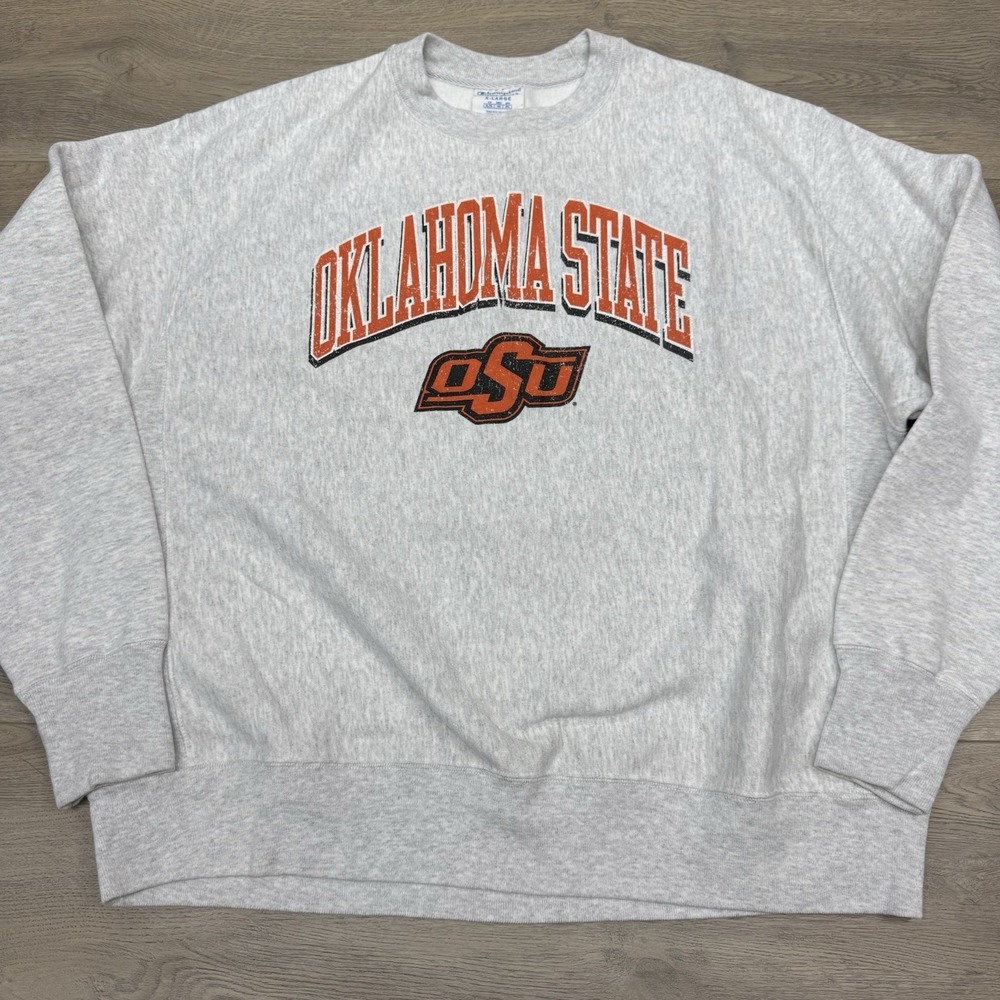 Oklahoma State University Champion Reverse Weave Crewneck Pullover Sz XL Preppy - Picture 2 of 6